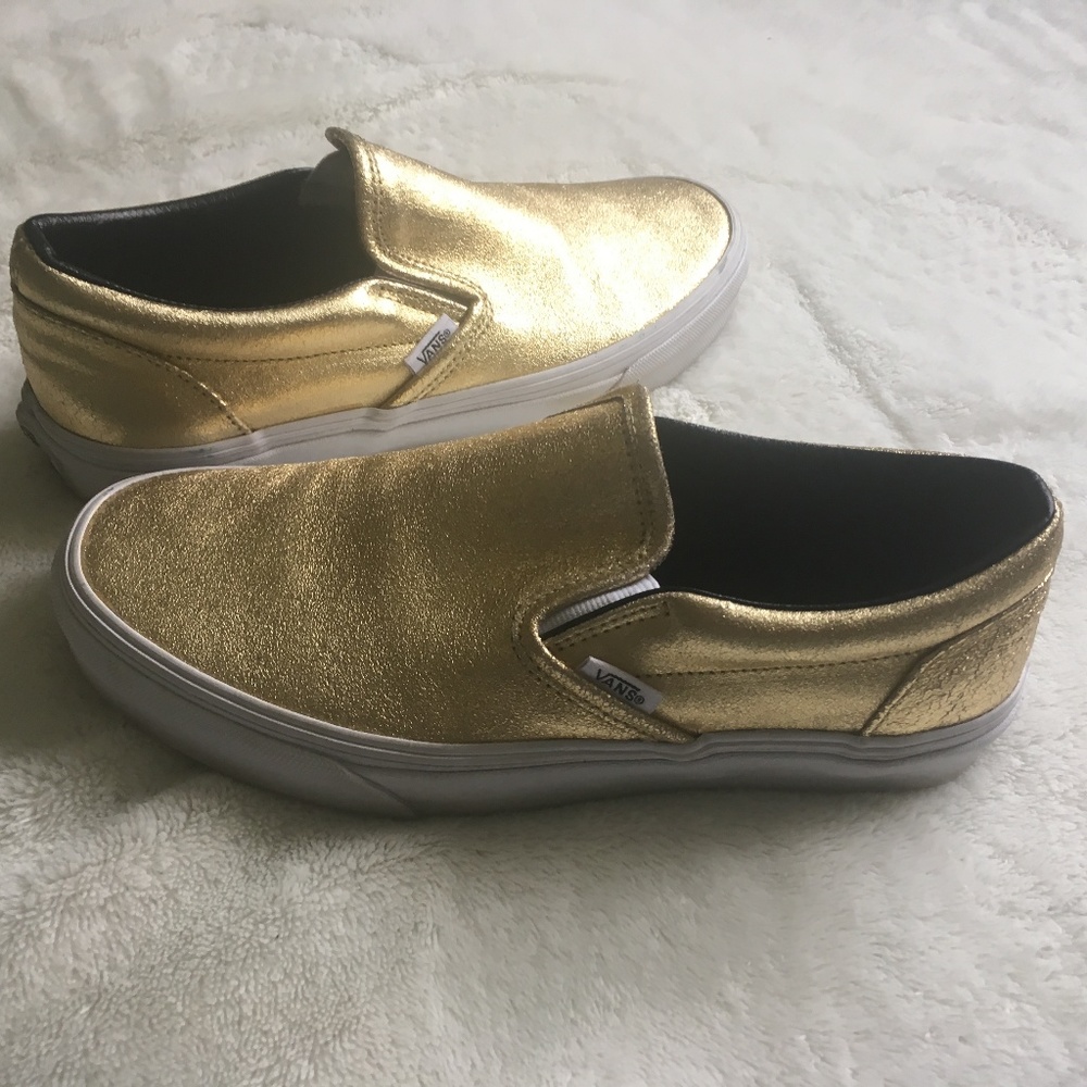 Vans Gold Lame Slip-Ons Size 8 - Price is firm